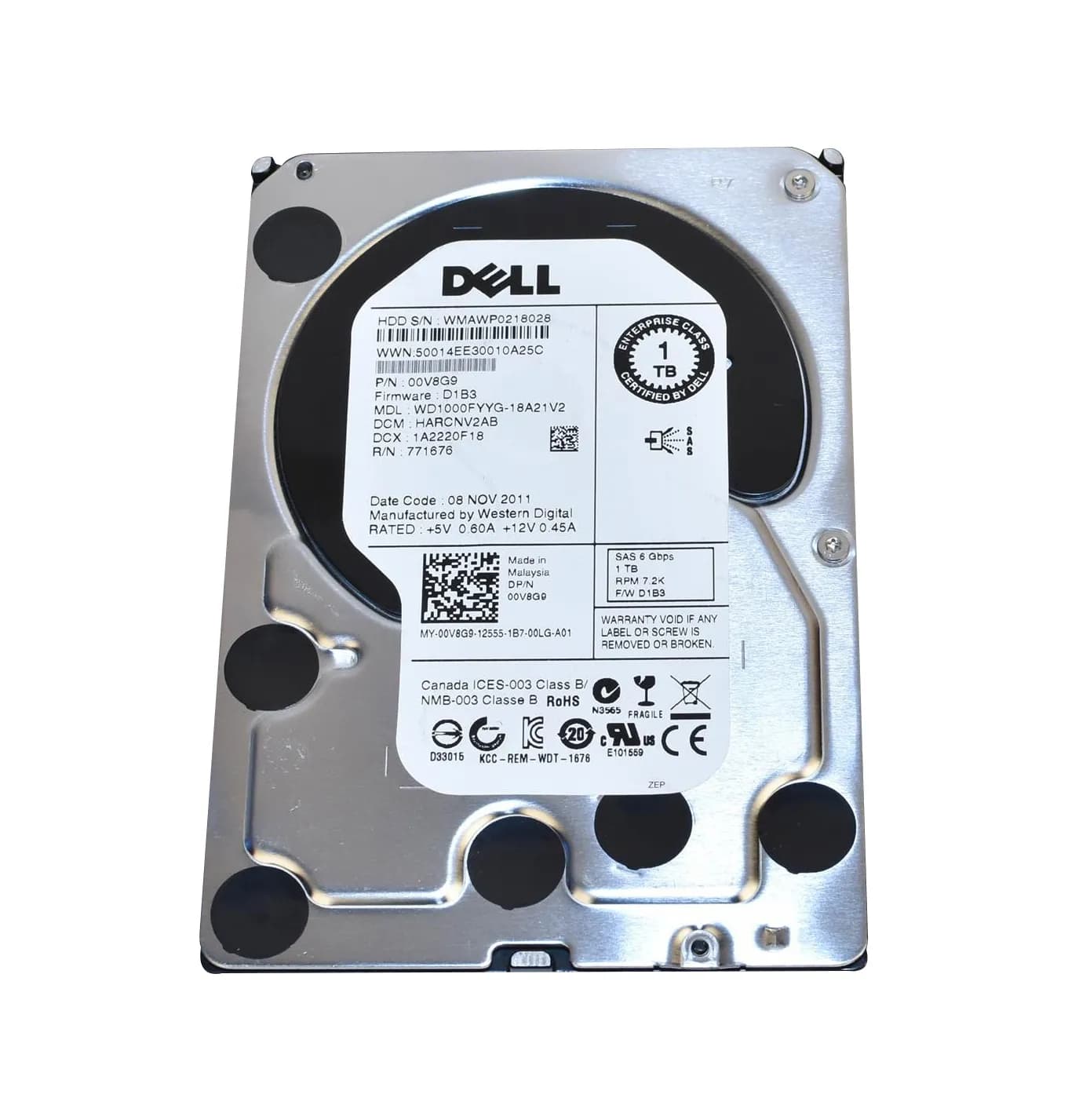 Dell 00V8G9 1TB 6Gb/s SAS 7200 3.5-Inch Hard Drive