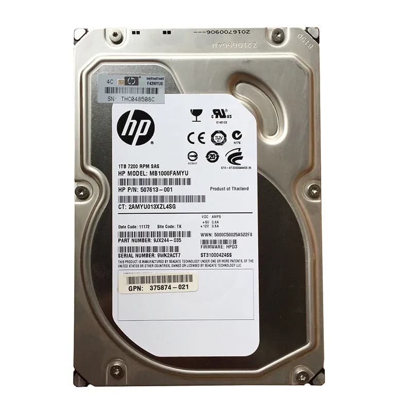 HP 507613-001 1TB 6Gb/s SAS 7200 3.5-in Hard Drive