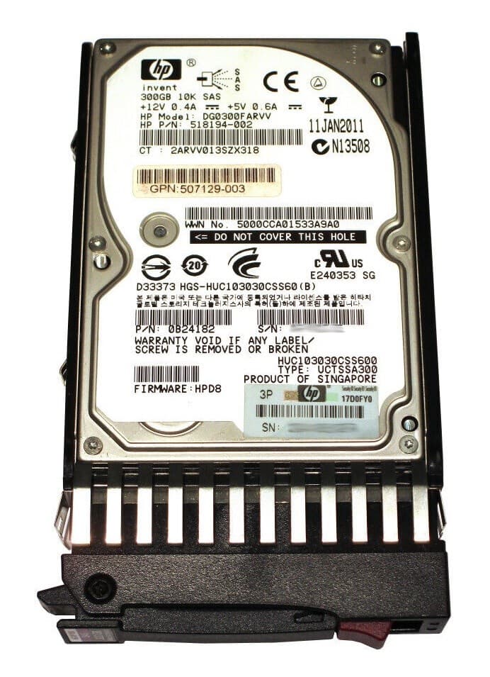 HP 518194-002 300GB 6Gb/s SAS 10000 2.5-in Hard Drive