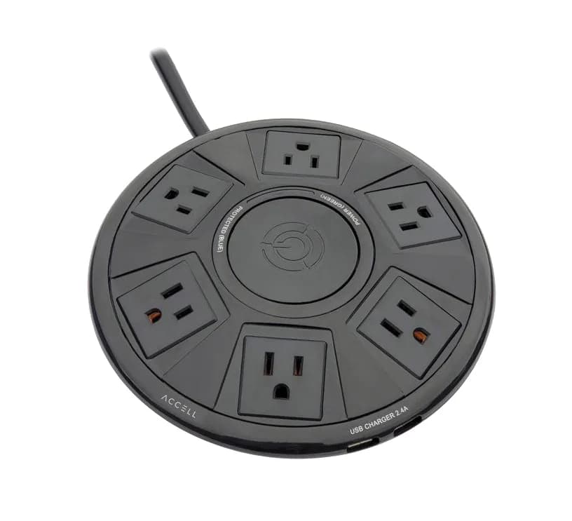 Accell D080B-048B Power Air 1800-Watts 1080J 120V AC 2 x Ports USB Type-A + 6 x Outlets Surge Suppre...