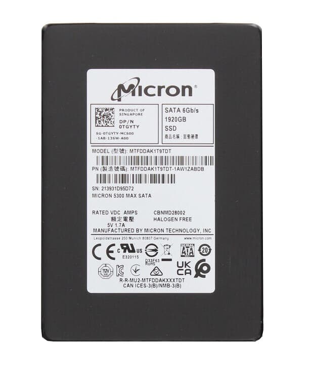 Micron MTFDDAK1T9TDT-1AW1ZABDB 1.92TB SATA 2.5-In SSD