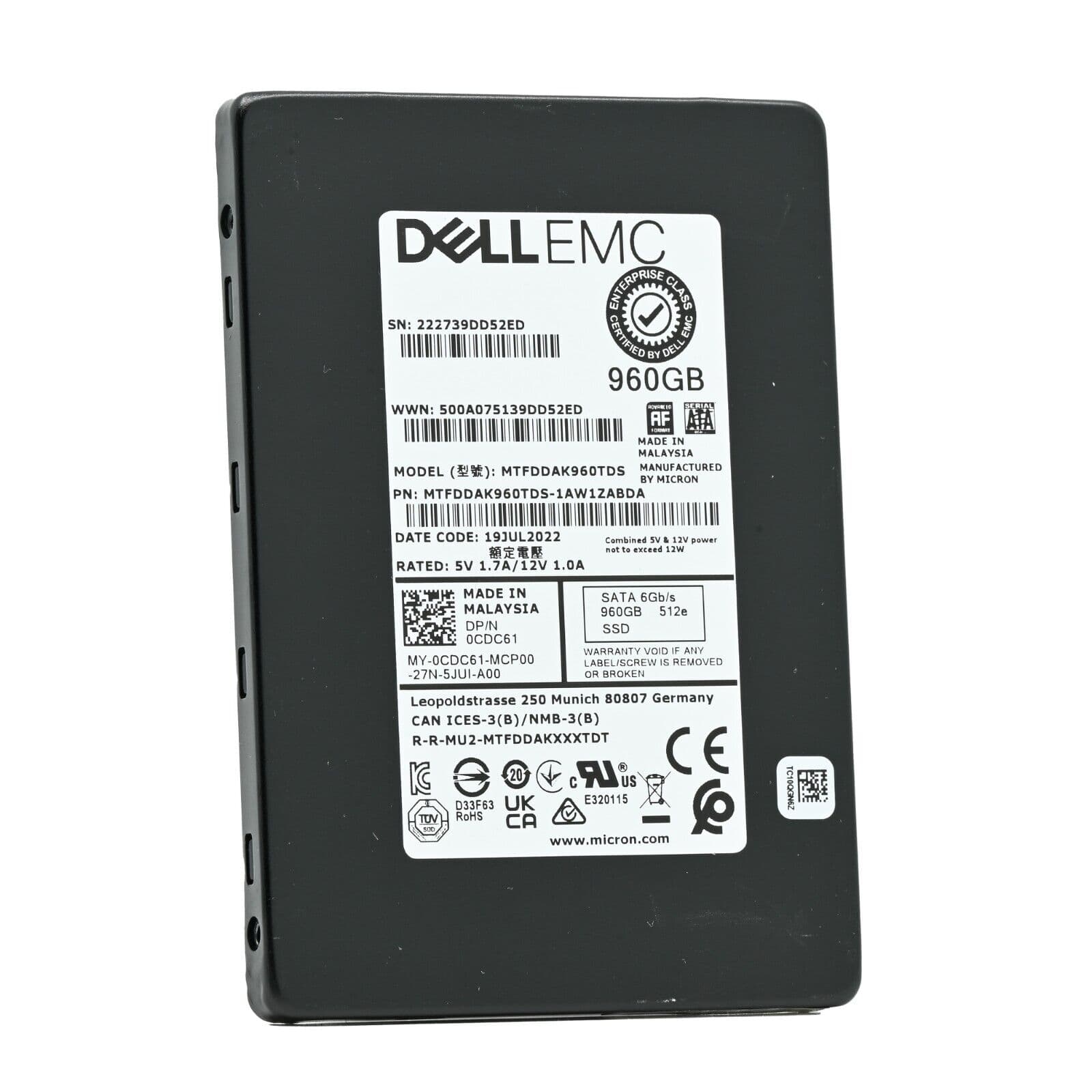 Micron MTFDDAK960TDS-1AW1ZABDA 960GB 6Gb/s SATA TLC 2.5-in SSD