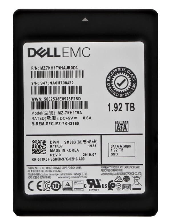Samsung MZ-7KH1T9A 1.92TB 6Gb/s SATA TLC 2.5-in SSD