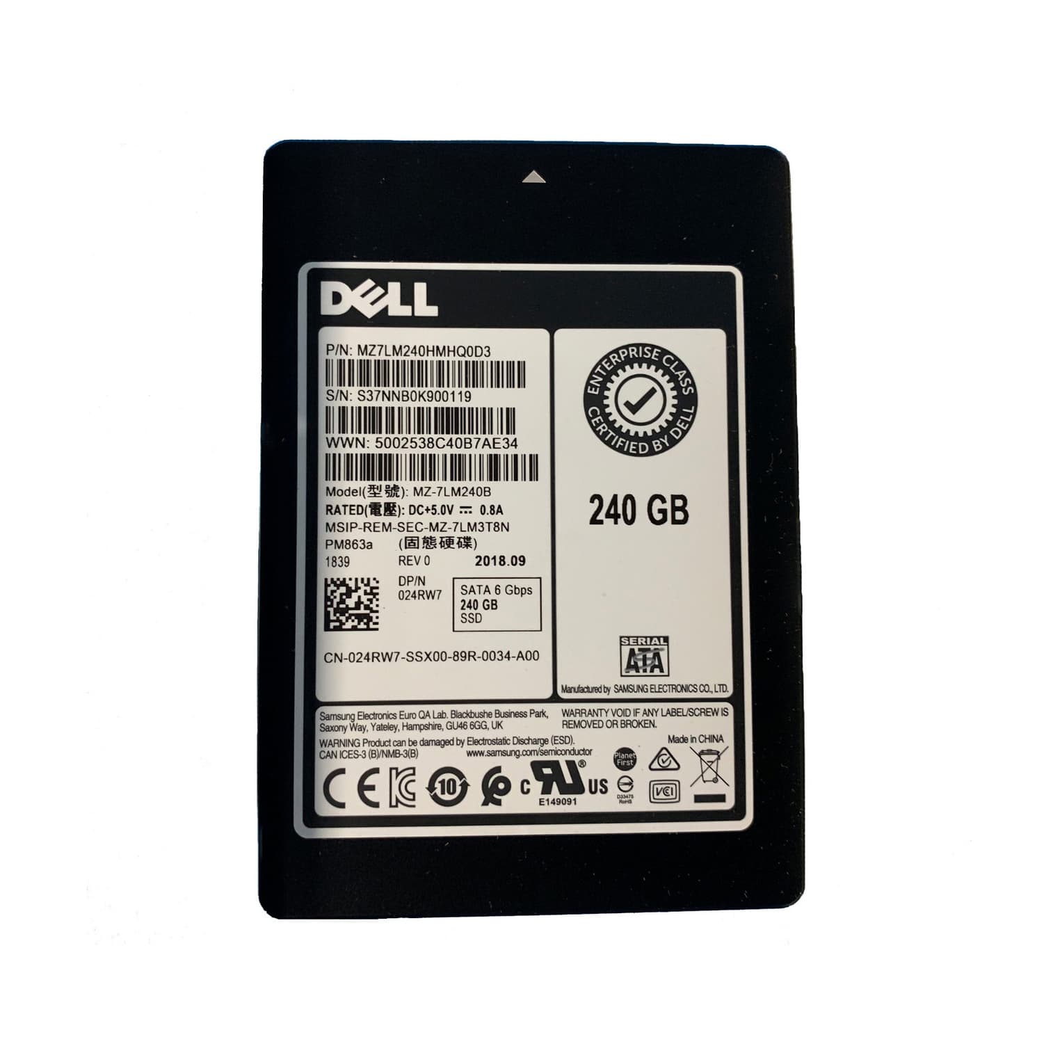 Samsung MZ-7LM240B 240GB TLC SATA 6Gb/s 2.5-in Solid State Drive