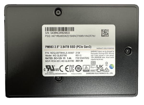 Samsung MZ-QLB3T80 3.84TB PCI Express NVMe x3 U.2 2.5-in SSD