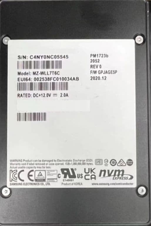 Samsung MZ-WLL15TC 15TB PCI Express NVMe 2.5-In SSD
