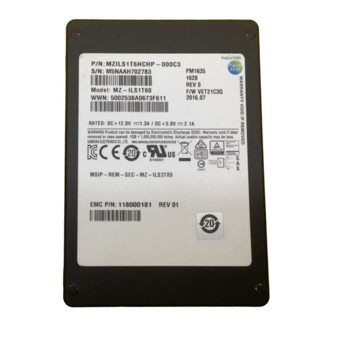 Samsung MZILS1T6HCHP-000C3 1.6TB SAS 12Gb/s 2.5-in SSD