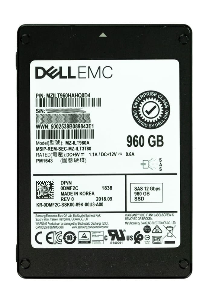 Samsung MZILT960HAHQ0D4 960GB TLC SAS 12Gb/s 2.5-In SSD