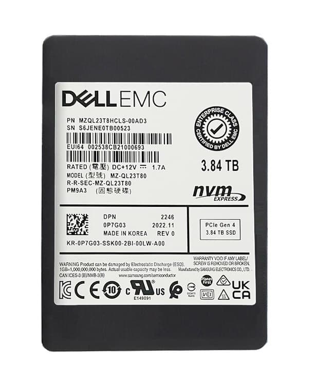 Samsung MZQL23T8HCLS-00AD3 3.84TB TLC PCIe NVMe 2.5-In SSD
