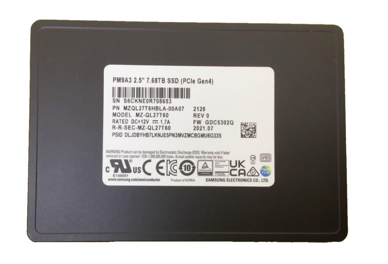 Samsung MZQL27T6HBLA-00A07 7.68TB PCI Express NVMe 4.0 x4 U.2 2.5-inch SSD