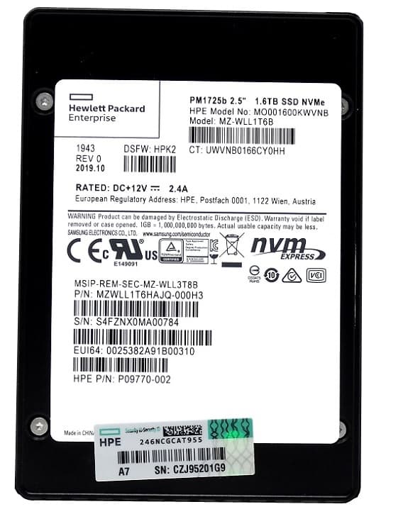 Samsung MZWLL1T6HAJQ-000H3 1.6TB PCIe NVMe 3.0 x4 TLC 2.5-in SSD