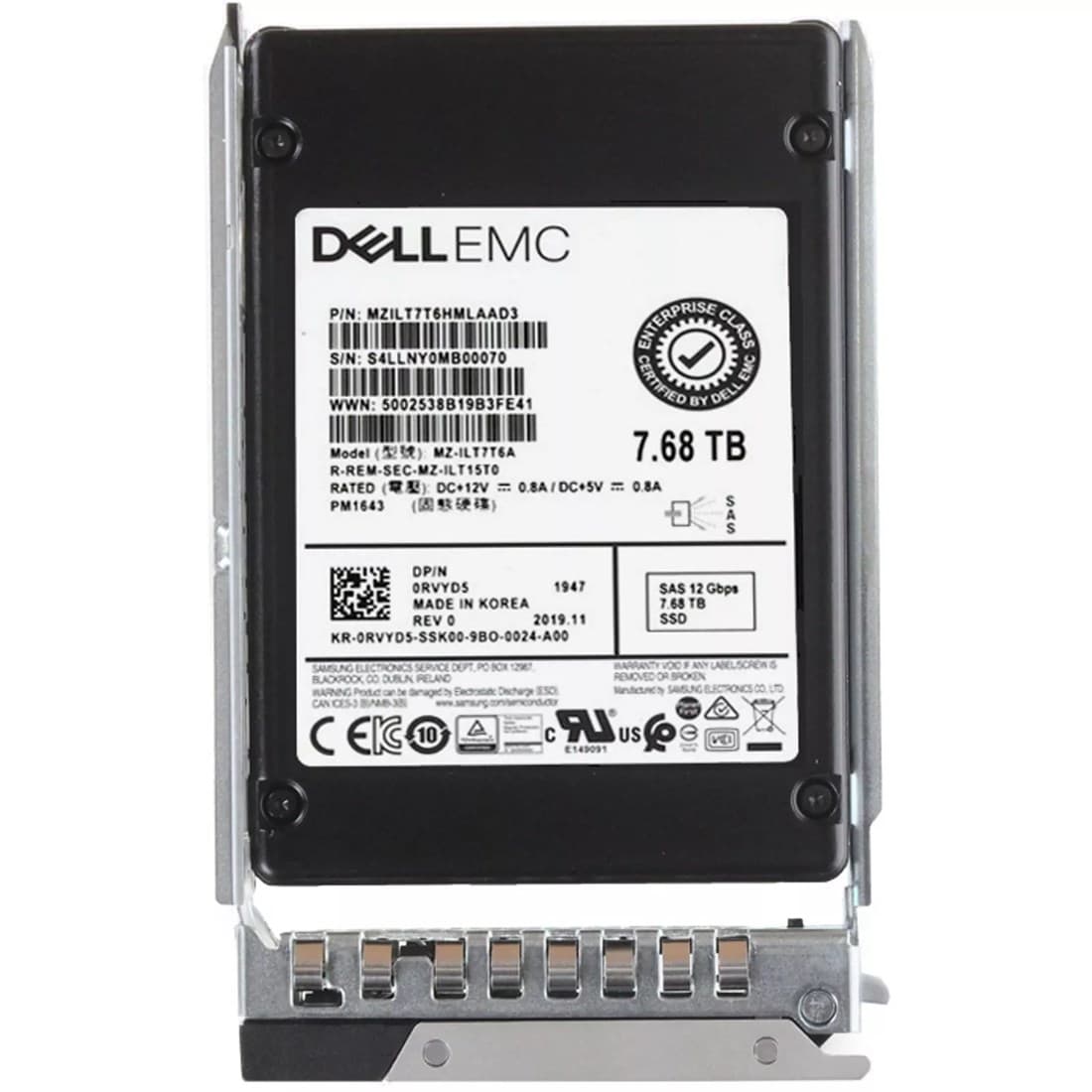 Dell RVYD5 7.68TB 12Gb/s SAS Triple-Level Cell 2.5-inch Solid State Drive