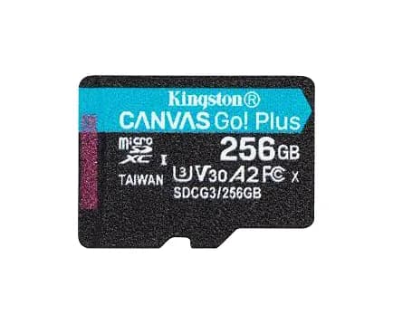 Kingston SDCG3/256GB 256GB Canvas Go Plus Class 10 U3 V30 A2 microSDXC UHS-I Memory Card with Adapte...