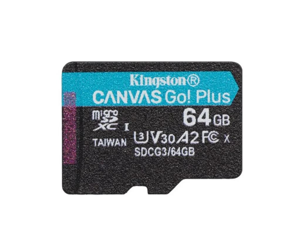 Kingston SDCG3/64GB 64GB Canvas Go Plus Class 10 U3 V30 A2 microSDXC UHS-I Memory Card with Adapter