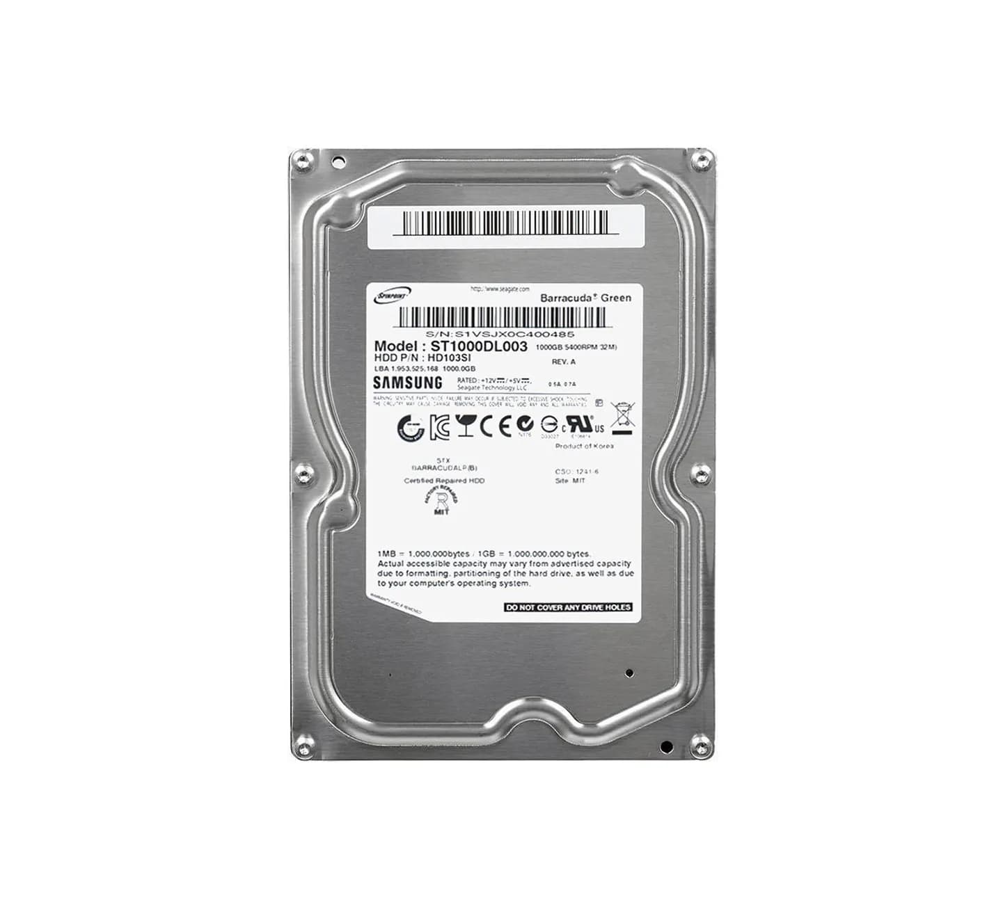 Seagate ST1000DL003 BarraCuda Green 1TB 5400RPM SATA 3Gb/s 32MB Cache 3.5-inch Hard Drive