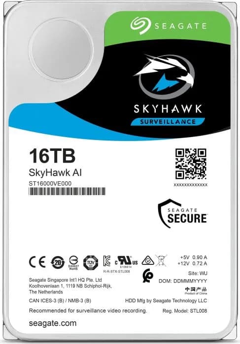 Seagate ST16000VE000 SkyHawk AI 16TB 7200RPM SATA 6Gb/s 256MB Cache