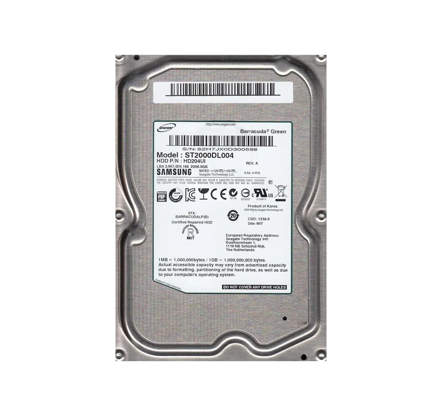 Seagate ST2000DL004 BarraCuda Green 2TB 5400RPM SATA 3Gb/s 32MB Cache 3.5-inch Hard Drive