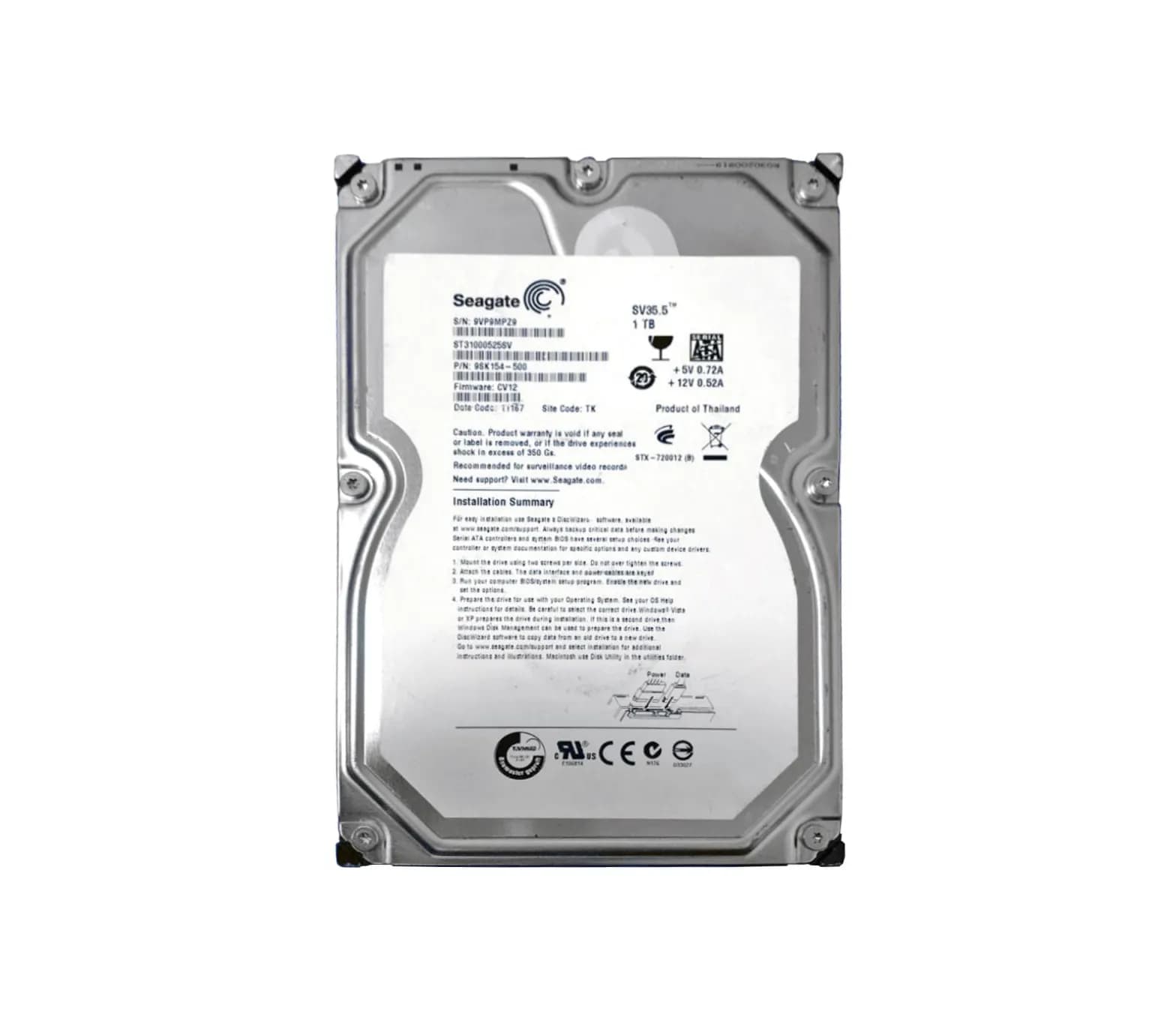 Seagate ST31000525SV SV35.5 1TB 7200RPM SATA 3Gb/s 32MB Cache 3.5-inch Hard Drive