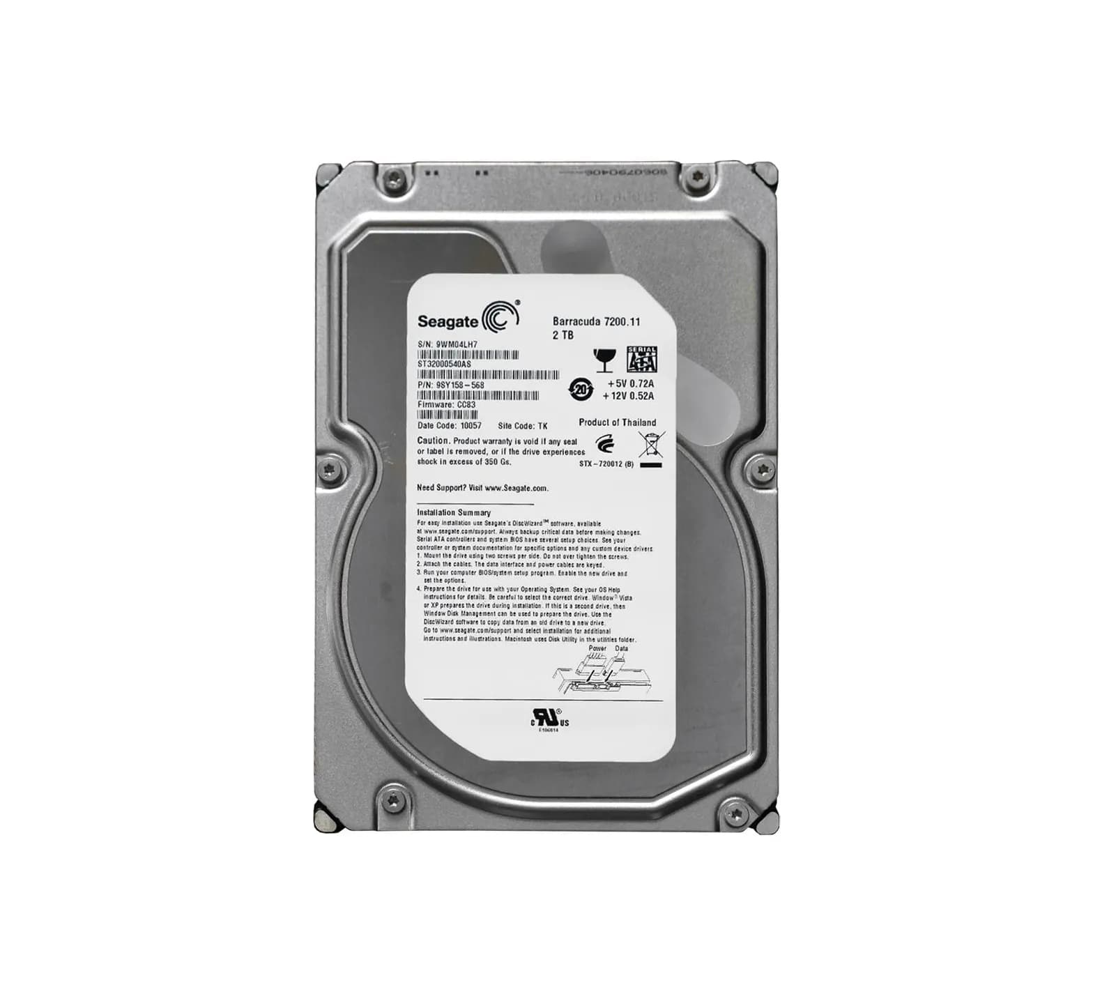 Seagate ST32000540AS 2TB 7200RPM SATA 3Gb/s 3.5-inch Hard Drive