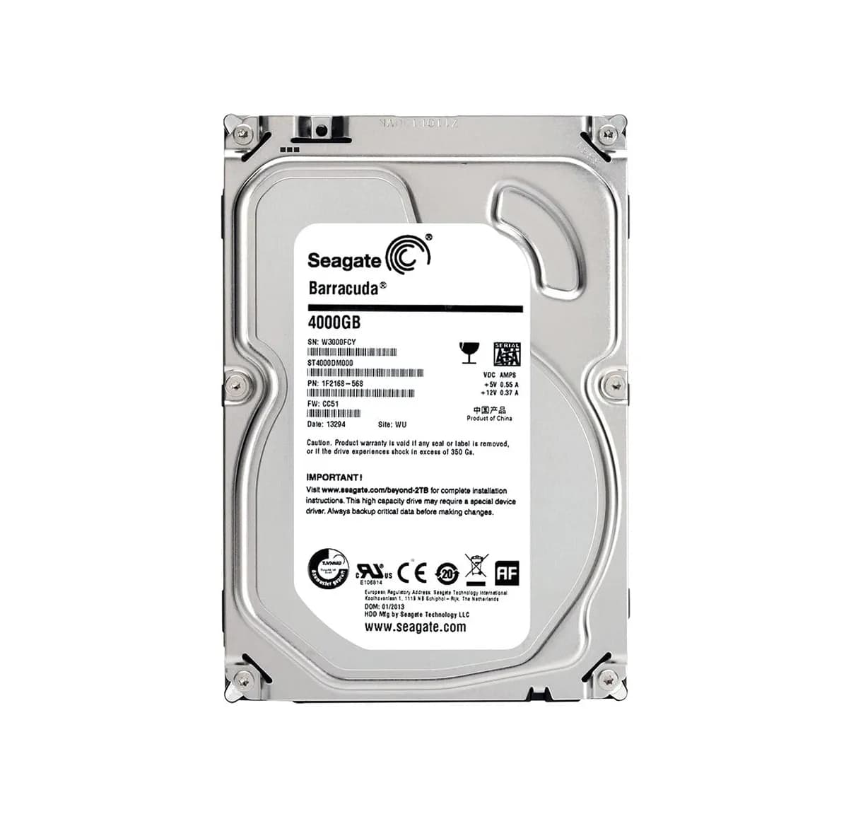 Seagate ST4000DM000 4TB 6Gb/s SATA 5900 3.5-in 64MB Hard Drive