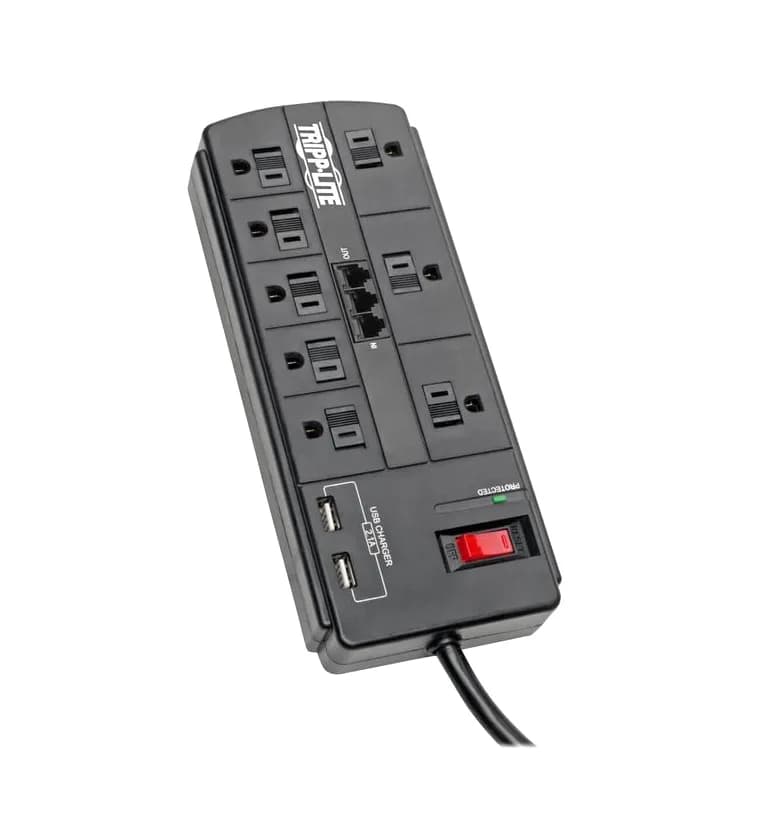 Tripp TLP88TUSBB Lite 1800W 120V 15A 2- 8-Outlets Surge Protector
