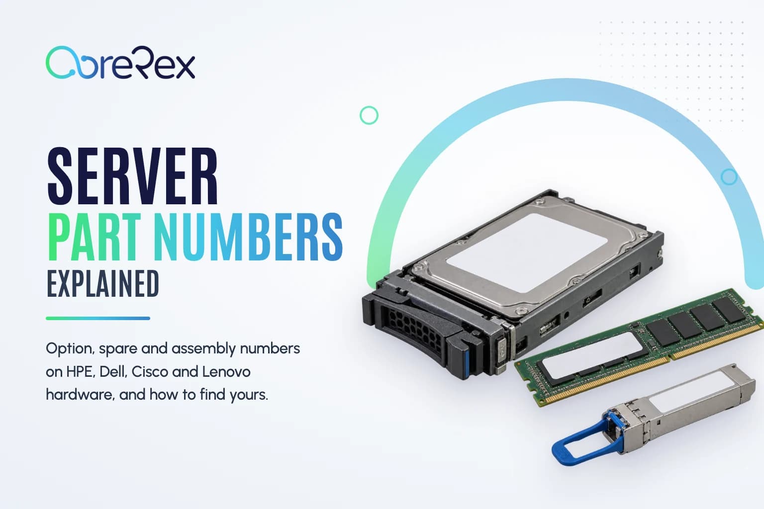 Server hard drive in a hot-swap carrier, a memory module and an SFP transceiver