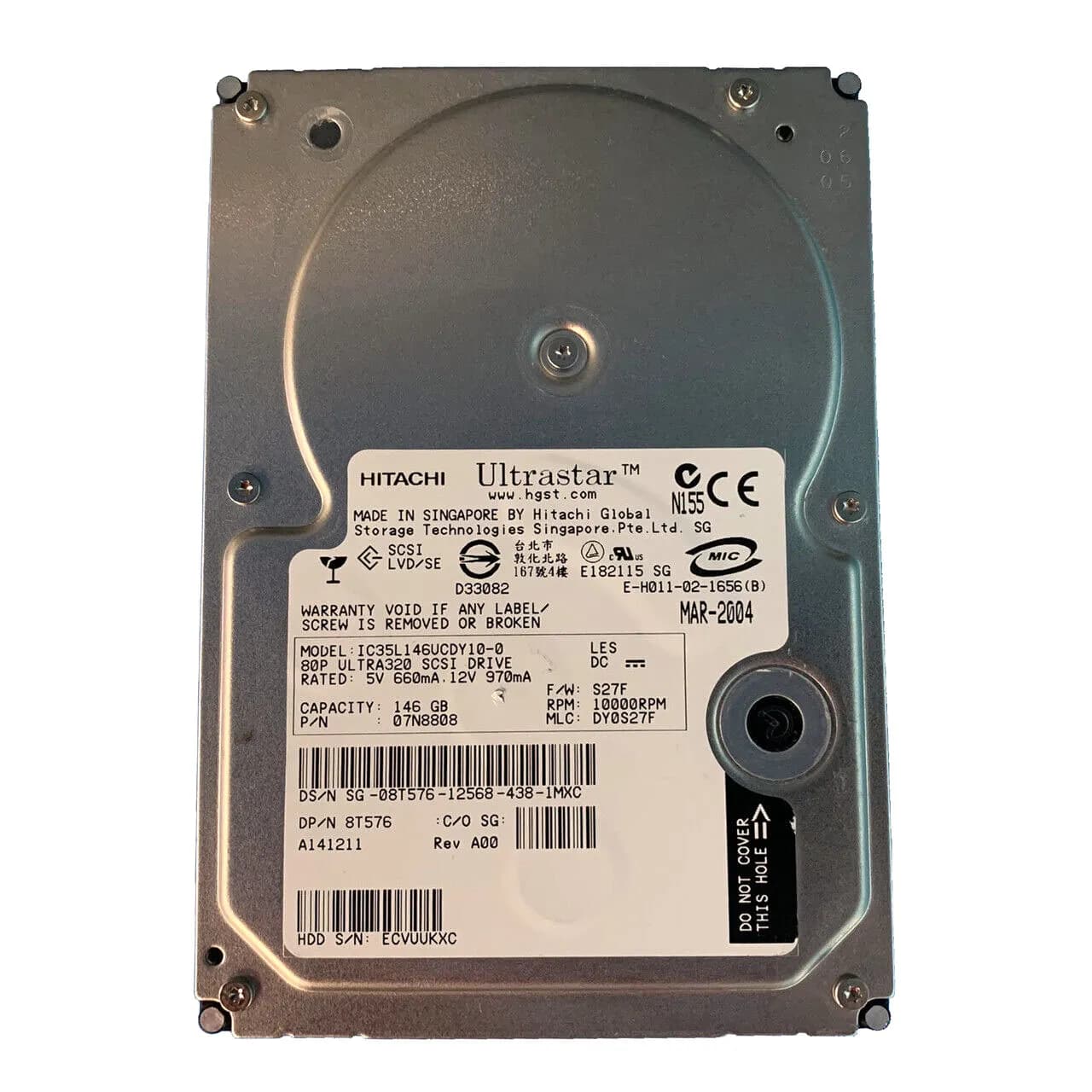 Dell 8T576 146GB 10000RPM Ultra320 SCSI 80-Pin 3.5-Inch Hard Drive