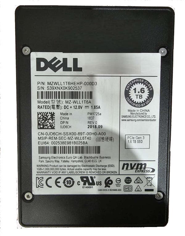 Samsung MZWLL1T6HEHP-000D3 1.6TB PCI Express NVMe 3.0 x4 TLC U.2 SSD