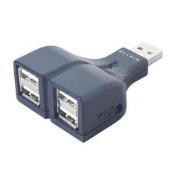 F5U218VMOB - Belkin 4-Port USB 2.0 Thumb Hub Use 2 Devices On 1 USB Port W/ Power Supply