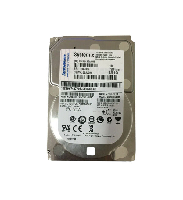 00AJ087 - IBM 1TB 7200RPM SAS 6Gb/s Hot Swappable 2.5-Inch Hard Drive
