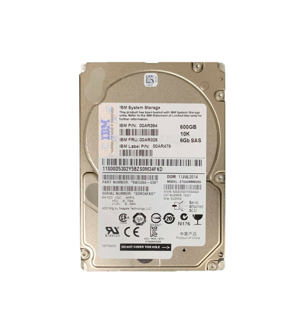 00AR478 - IBM 600GB 10000RPM SAS 6Gb/s 64MB Cache 2.5-Inch Hard Drive for Storwize V7000 Gen2