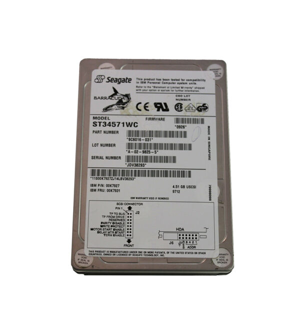 00K7927 - IBM 4.55GB 7200RPM Ultra Wide SCSI 80-Pin Hot Swappable 3.5-Inch Hard Drive