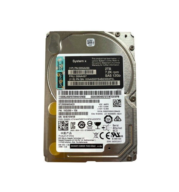 00NA497 - Lenovo 2TB 7200RPM SAS 12Gb/s Hot Swappable 2.5-Inch Hard Drive