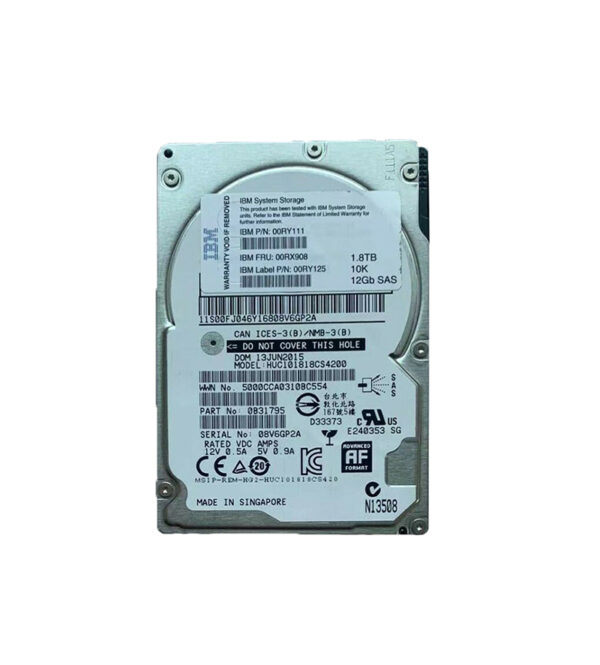 00RY111 - IBM 1.8TB 10000RPM SAS 12Gb/s 128MB Cache 2.5-Inch Hard Drive for Storwize V7000 Gen2