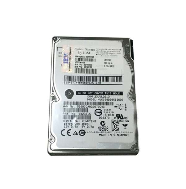 00W1159 - IBM 300GB 10000RPM SAS 6Gb/s 2.5-Inch Hard Drive for DS3524