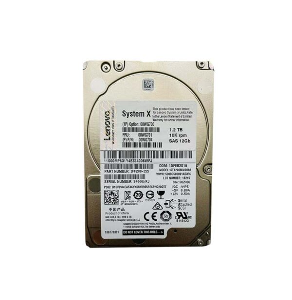 00WG704 - IBM 1.2TB 10000RPM SAS 12Gb/s Hot Swappable 2.5-Inch Hard Drive with Tray