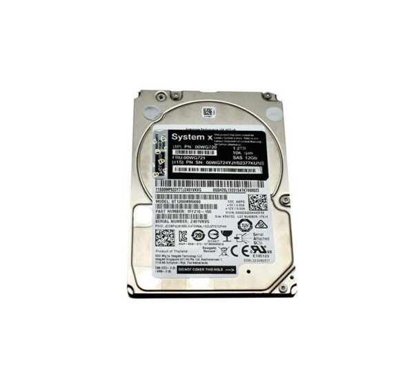 00WG720 - Lenovo 1.2TB 10000RPM SAS 12Gb/s Hot Swappable 2.5-Inch Hard Drive for System x3550 M5 Server