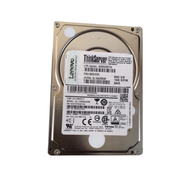 00XH236 - Lenovo 600GB 10000RPM SAS 12Gb/s Hot Swappable 2.5-Inch Hard Drive for ThinkServer TS460