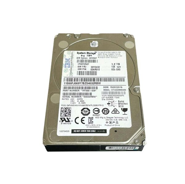 00Y2507 - IBM 1.2TB 10000RPM SAS 6Gb/s Hot Swappable 2.5-Inch Hard Drive for Storwize V3700