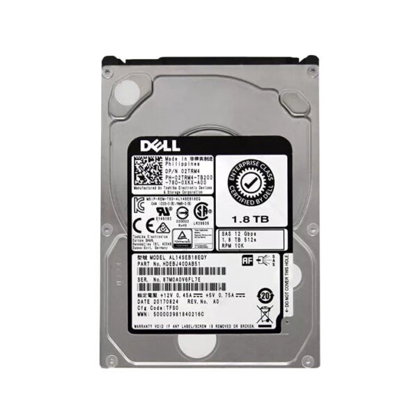 02TRM4 - Dell 1.8TB 10000RPM SAS 12Gb/s Hot-Pluggable 128MB Cache 2.5-Inch Hard Drive for PowerEdge Servers