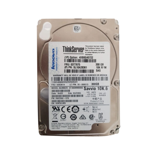 03T7875 - Lenovo 300GB 10000RPM SAS 6Gb/s Hot-Swappable 2.5-inch Hard Drive