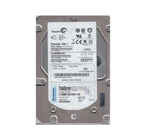 03X3733 - Lenovo 600GB 15000RPM SAS 6Gb/s 16MB Cache 3.5-Inch Hard Drive