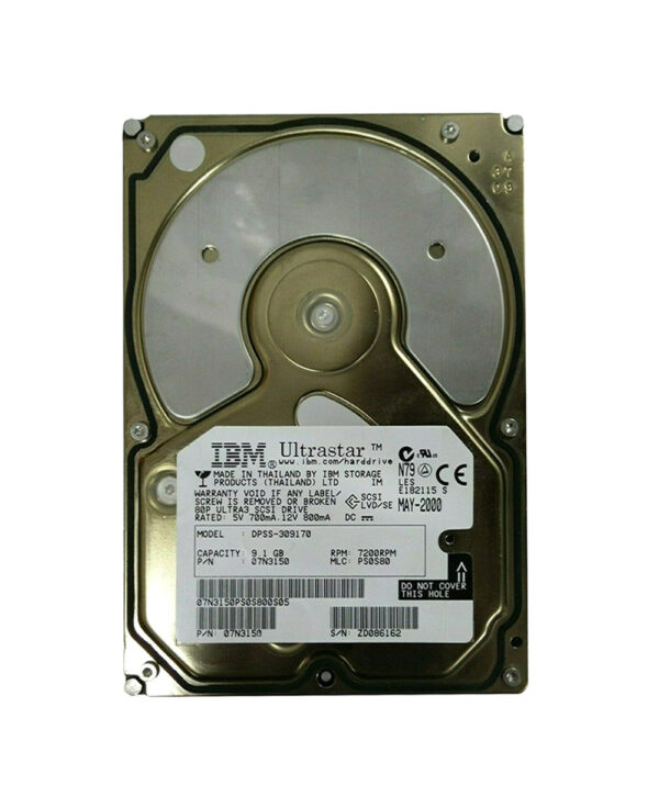 07N3150 - IBM Ultrastar 36LP 9.1GB 7200RPM Ultra160 SCSI 80-Pin 4MB Cache 3.5-Inch Hard Drive