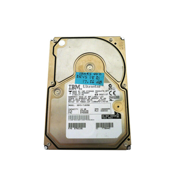 07N3186 - IBM 18.2GB 10000RPM Ultra160 SCSI 80-Pin 4MB Cache 3.5-Inch Hard Drive