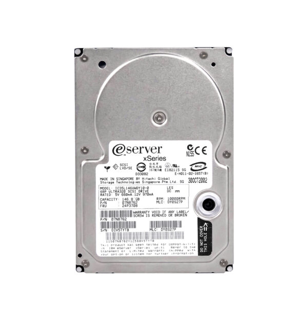 07N8762 - IBM 146.8GB 10000RPM Ultra320 SCSI 68-Pin 8MB Cache 3.5-Inch Hard Drive