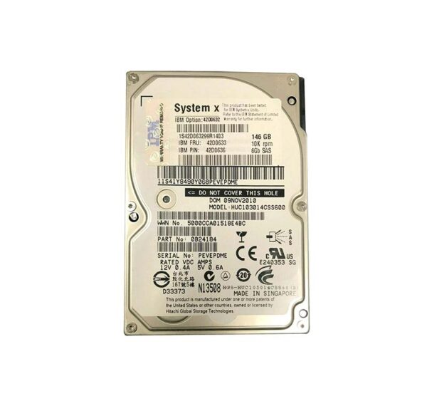 0B24184 - IBM 146GB 10000RPM SAS 6Gb/s 64MB Cache 2.5-Inch Hard Drive