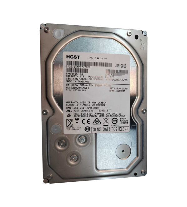 0F23104 - HGST Ultrastar 7K6000 Series 2TB 7200RPM SATA 6Gb/s 128MB Cache 512n (Secure Erase) 3.5-inch Hard Drive