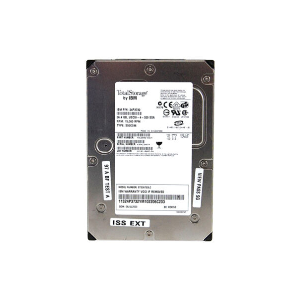 24P3732 - IBM 36.4GB 15000RPM Ultra320 SCSI 80-Pin Hot Swappable 3.5-Inch Hard Drive