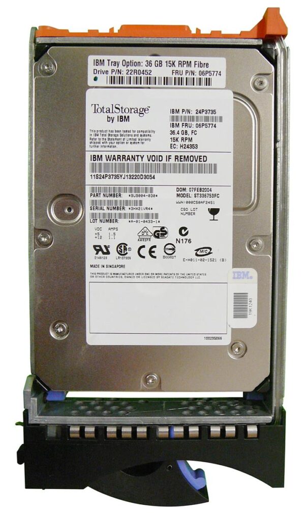 24P3735 - IBM 36.4GB 15000RPM Fibre Channel 2Gb/s Hot Swappable 3.5-Inch Hard Drive for EXP700
