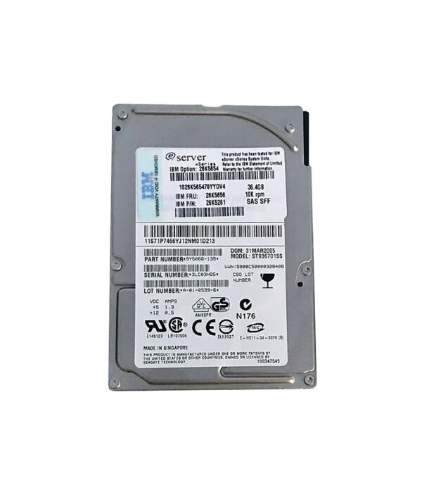 26K5261 - IBM 36.4GB 10000RPM SAS 3Gb/s Hot Swappable 8MB Cache 2.5-Inch Hard Drive for System x3650